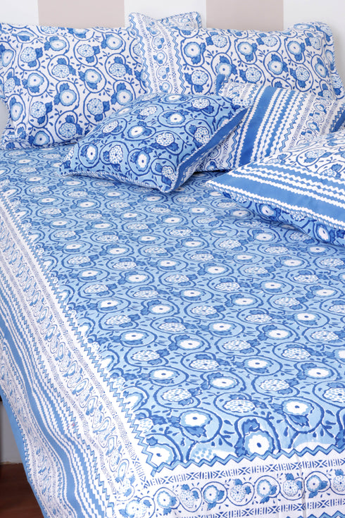40s Cotton Pillow Cover in Block Print